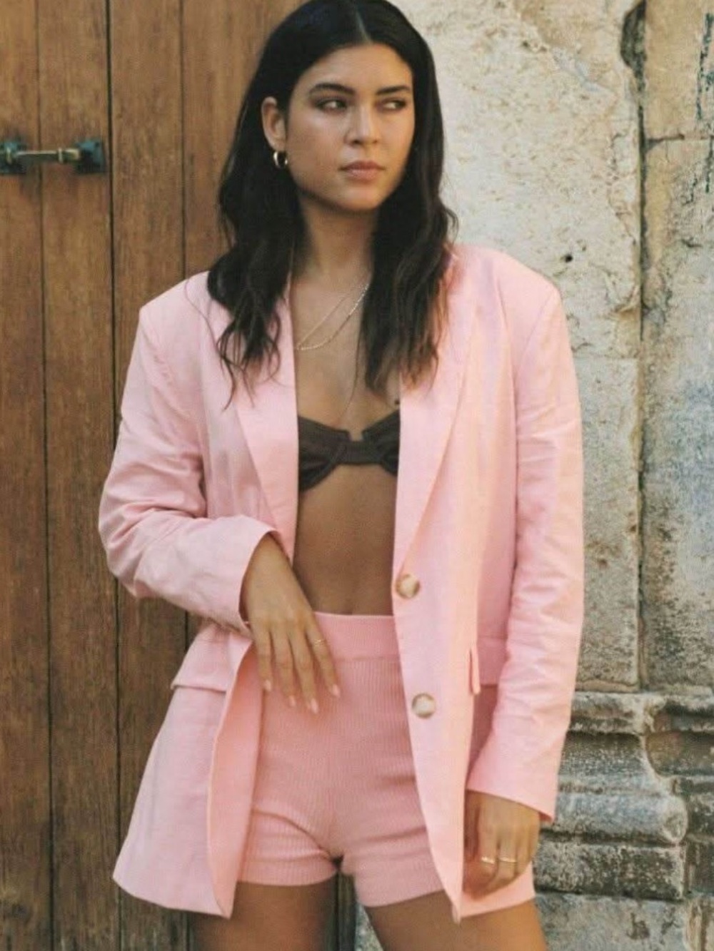 Charlie Holiday Pink Linen Blazer and Pants